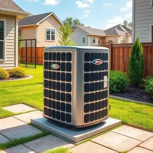 Serviced outdoor A/C unit installed in a modern home yard in Fort Worth, TX, with lush greenery and sleek landscaping.