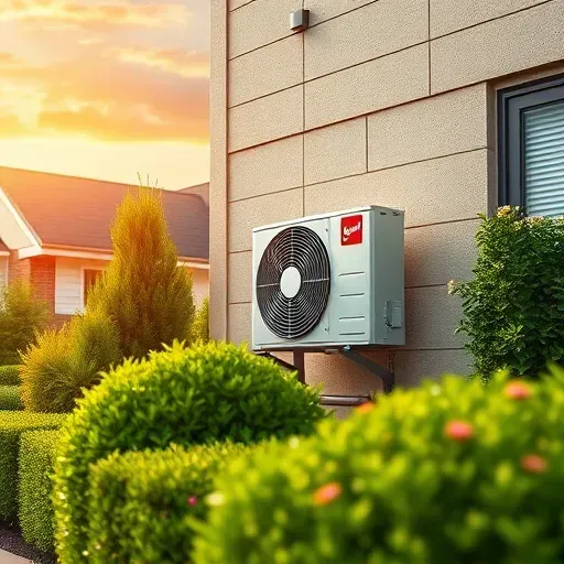 Completed HVAC installation in Haltom City TX featuring a sleek unit nestled among lush landscaping under clear skies.