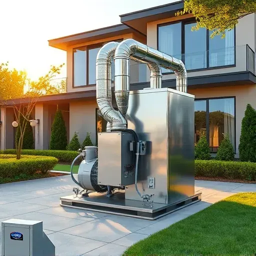 Completed HVAC system in modern Willow Park home with sleek metallic components and lush landscaping.