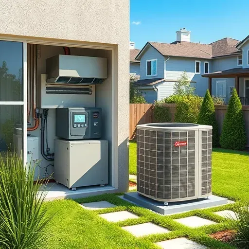 Completed modern HVAC system in Corinth, TX with sleek vents, digital thermostats, and a clean outdoor unit in lush yard.