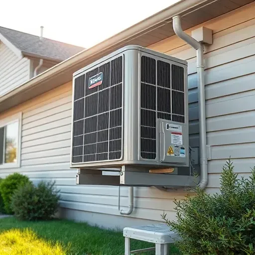 Sleek modern air conditioning unit on a residential building in Kennedale Texas with clear sky and tidy landscaping
