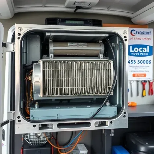Image of a clean, well-maintained air conditioning unit with visible coils and filters in a professional service workshop.