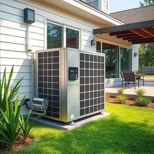 Freshly repaired air conditioning unit in Fort Worth TX, surrounded by lush landscaping and a modern home, highlighting quality workmanship.