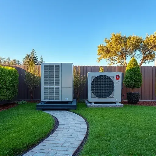 Modern HVAC system on a Springtown rooftop with sleek design, sensors, wiring, and clear blue sky background.