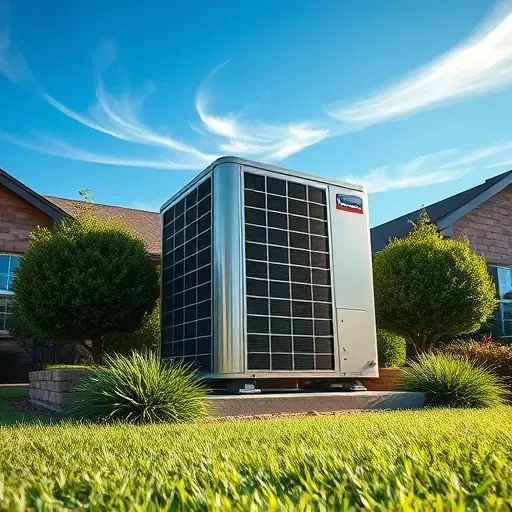 Completed HVAC installation in Argyle TX shows a sleek outdoor unit, vibrant greenery, and a clear blue sky.