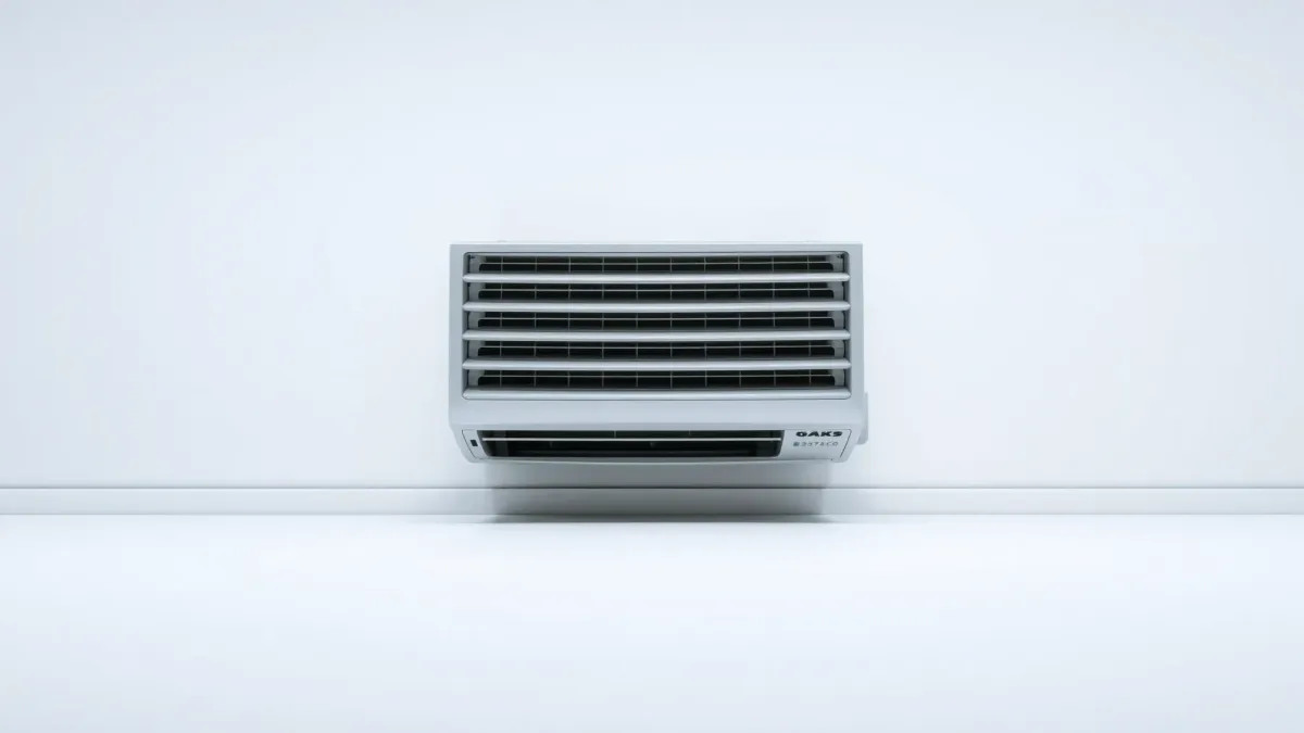 Well-maintained outdoor air conditioning unit in Pecan Acres, TX, with lush green surroundings and a modern home backdrop.