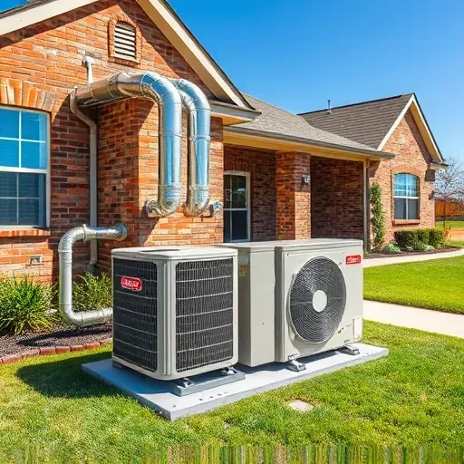 Completed HVAC installation in Weatherford TX with stainless steel ducts and high-efficiency unit in sunny residential setting.