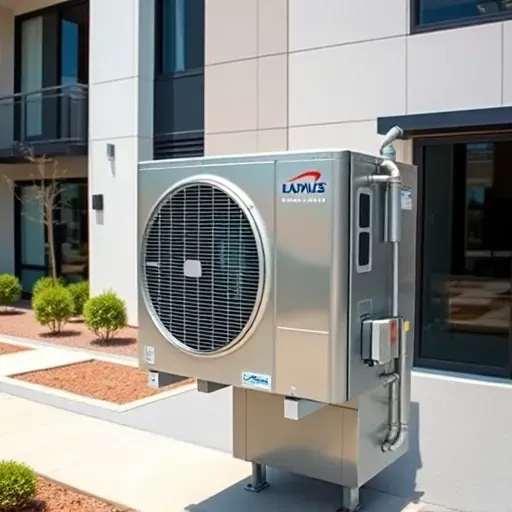 Completed outdoor air conditioning repair on modern HVAC unit in Fort Worth with clean building background and landscaping