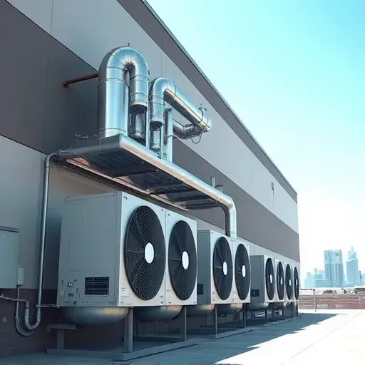 Completed HVAC installation in Fort Worth, TX showcasing pristine ductwork and modern equipment.