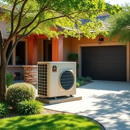 Completed HVAC installation in Hickory Creek TX features a modern air conditioning unit amidst lush landscaping and a stylish home.