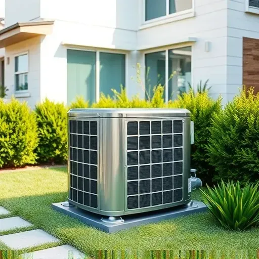 Freshly serviced outdoor air conditioning unit installed in a modern Willow Park, TX home with landscaped surroundings.