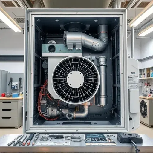 Detailed indoor view of a well-maintained air conditioning unit with clean components and a professional workshop setting in Blue Mound, TX.