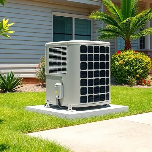Freshly repaired air conditioning unit outside a modern home in Lakeside TX, surrounded by well-kept grass and shrubs.