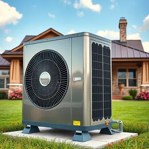 Modern HVAC installation in Rendon TX features sleek outdoor condenser, charming home, blooming flowers, and clear sky.