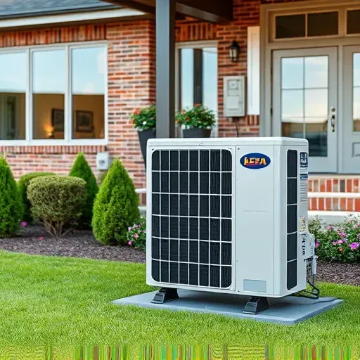 Repaired outdoor air conditioning unit on a modern home in Shady Shores TX with lush lawn and sunny exterior.