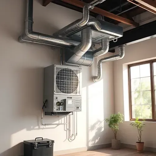 Completed HVAC installation in Benbrook TX with sleek equipment, organized ductwork, and a clean modern environment.