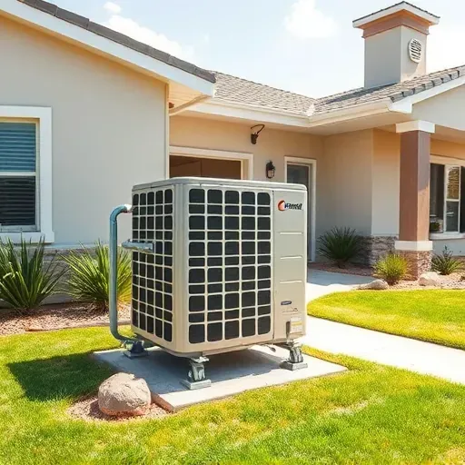 Completed air conditioning repair at a Fort Worth home with a modern unit installed amidst Texas landscaping.