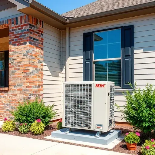 HVAC installation in Hudson Oaks TX showcases modern home design, vibrant landscaping, and a clear blue sky.