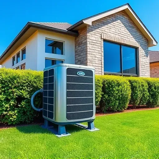Completed HVAC installation in Lake Worth TX featuring modern AC unit, sleek design, and vibrant lawn setting.
