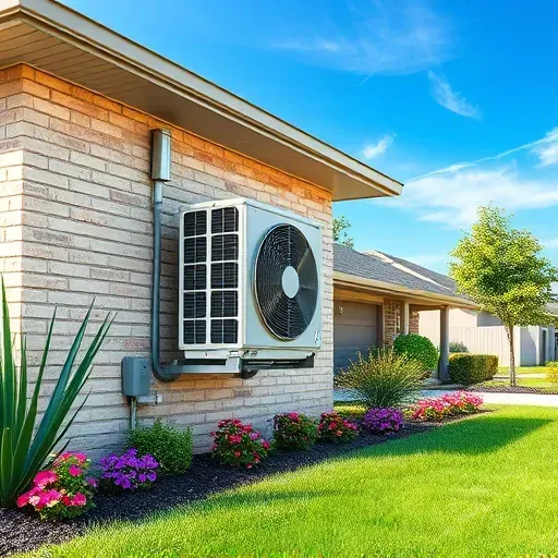 Modern HVAC installation in Crowley TX, showcasing sleek air conditioning unit beside a well-maintained home and garden.