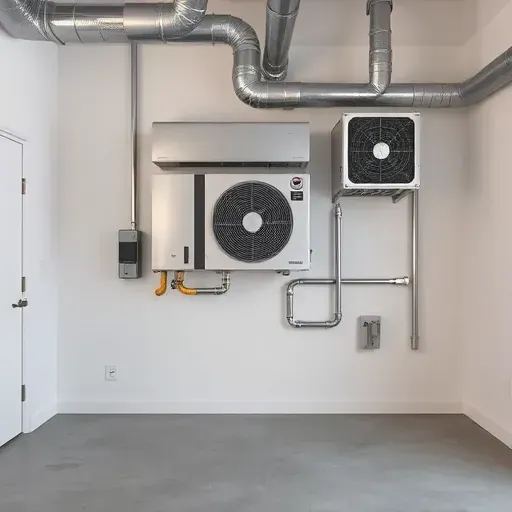 HVAC system installed in Crowley, TX, featuring sleek metallic equipment, ductwork, vents, filters, and control panels.