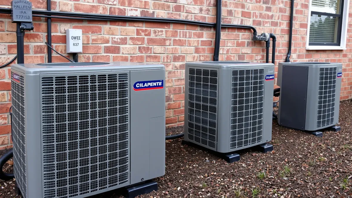 Image promoting HVAC services in Haltom City, TX, with technicians installing and maintaining heating and cooling systems.