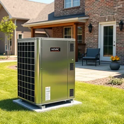 Outdoor HVAC unit in Weatherford, TX, with metallic surfaces, vents, branding, set in a tidy backyard.