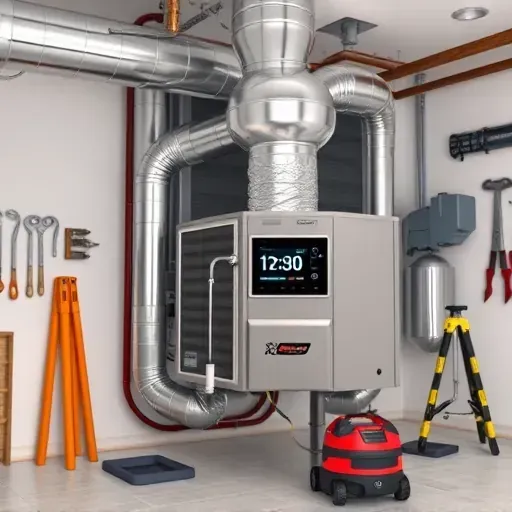 A well-installed HVAC system in Annetta TX with shiny ductwork, vents, and a sleek thermostat in a clean utility room.