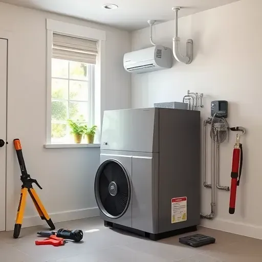 Completed HVAC system installation in a modern utility room in Shady Shores TX showcasing sleek design and advanced features.