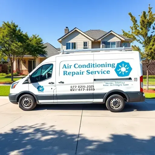 Company repair vehicle parked in front of a modern home in Forest Hill, TX, surrounded by lush greenery and clear skies.