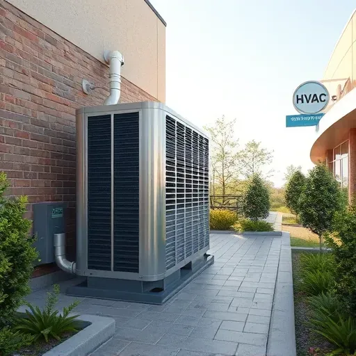 HVAC system installed on a modern building exterior in Azle, TX, surrounded by greenery and clear skies.