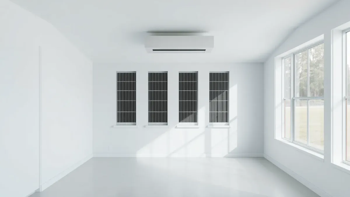 Finished air conditioning repair outside a modern home in Rendon, TX, showcasing clean equipment, neat tools, and a tranquil neighborhood.