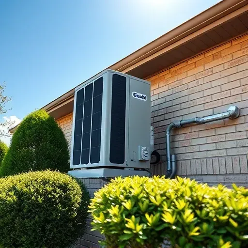 Completed HVAC installation in Benbrook TX featuring a modern air conditioning unit, manicured landscaping, and clear skies.