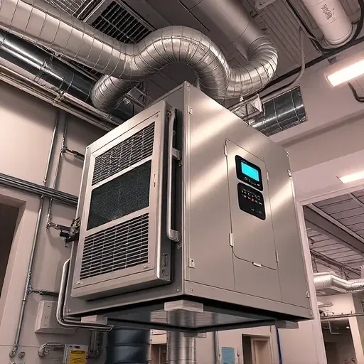 Modern HVAC system with detailed vents and sleek components in a clean, professional mechanical room at Edgecliff Village, TX.