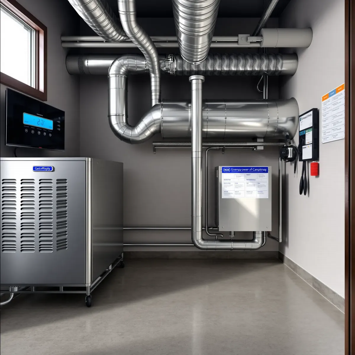 Installed high-efficiency HVAC system in Sanger, TX, with sleek design against a well-maintained building exterior.
