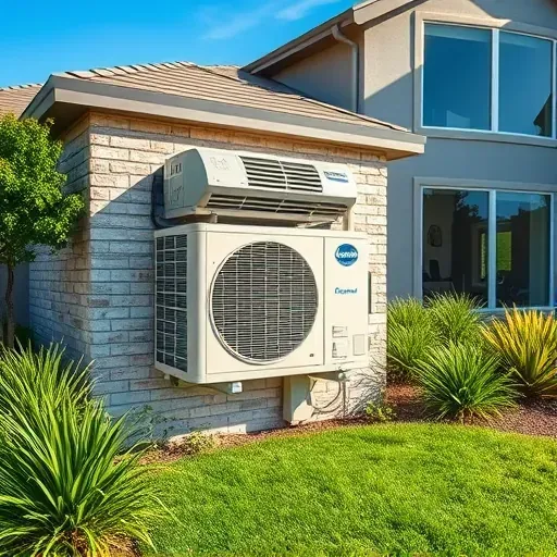 Freshly serviced air conditioning unit in a well-maintained residential setting in Sanger TX with vibrant landscaping.