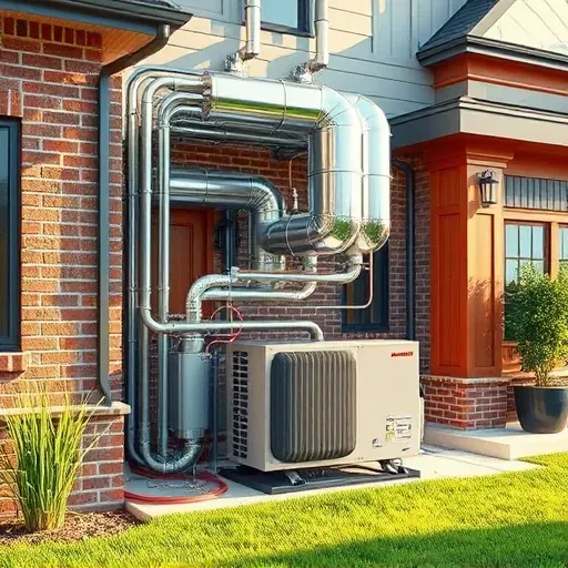 HVAC system installation in a modern Hickory Creek home with neat ductwork, shiny vents, and a manicured lawn.