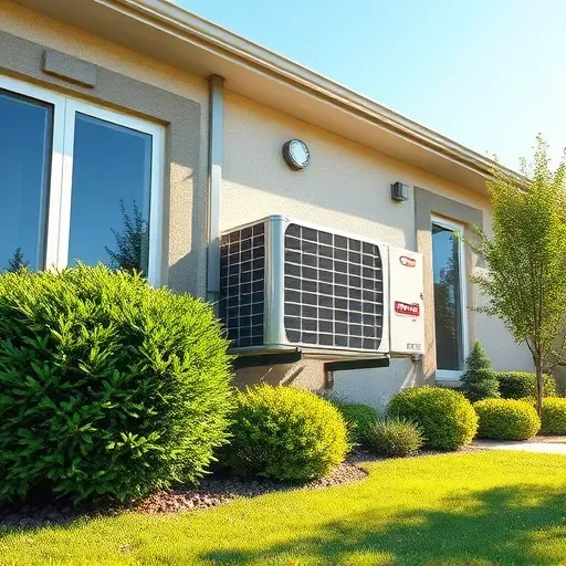HVAC system installed on a clean exterior wall of a modern home in Aledo, TX, amid lush greenery and bright sunlight.