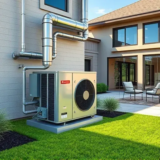 Modern HVAC system with sleek metallic components installed outside a contemporary home in Hudson Oaks, TX.
