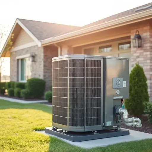Freshly repaired central air conditioning unit outside a modern home in Argyle TX with clean metallic components and lush greenery