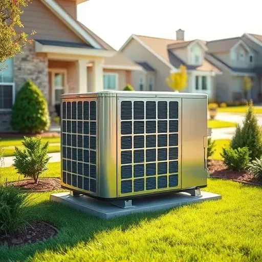 Modern HVAC installation in Blue Mound TX, featuring a sleek outdoor unit within a manicured yard landscape.