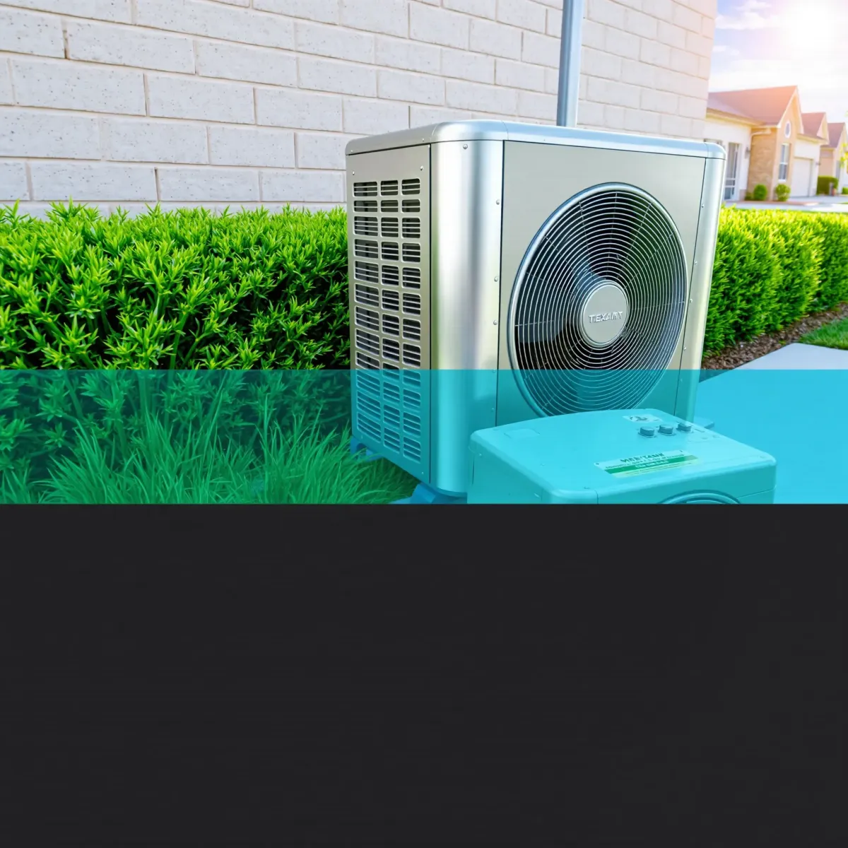 Outdoor AC unit on a sunny Everman, TX yard with tools nearby, showing professional air conditioning repair service.