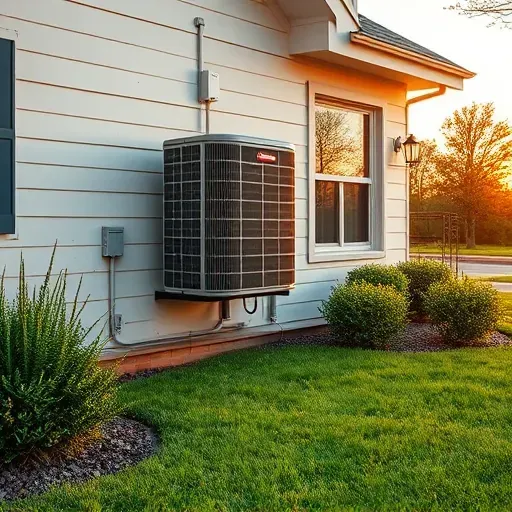 Modern HVAC installation in Weatherford TX, featuring detailed air conditioning unit on a residential wall with vibrant landscaping.