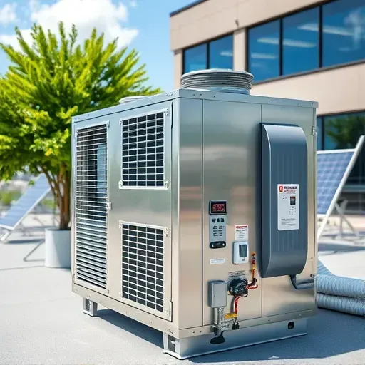 Modern HVAC system on a commercial building rooftop in Annetta, TX, featuring sleek metallic design and energy-efficient components.