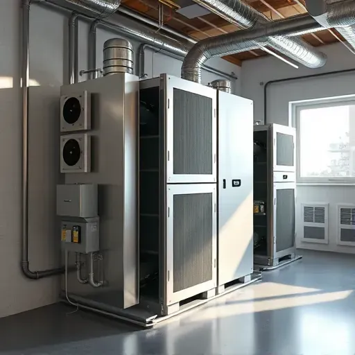 Modern HVAC system in a clean, organized mechanical room in Rendon, TX, showing vents, control panels, and ductwork.