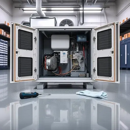 Modern air conditioning unit interior with organized components and tools in a professional HVAC workshop showing expertise in Justin TX