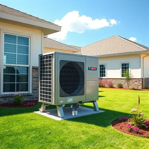 Completed HVAC installation outside a contemporary home in Benbrook TX with landscaped yard and clear sky.