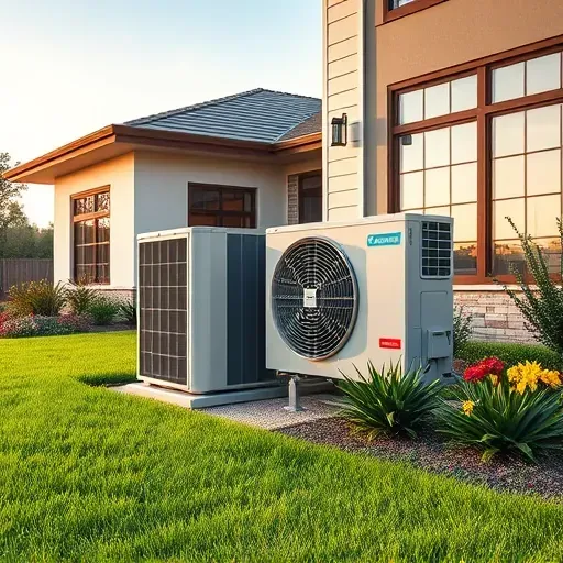 Completed HVAC system in Lakeside TX, sleek outdoor unit by a modern home with vibrant landscaping and clear sky.
