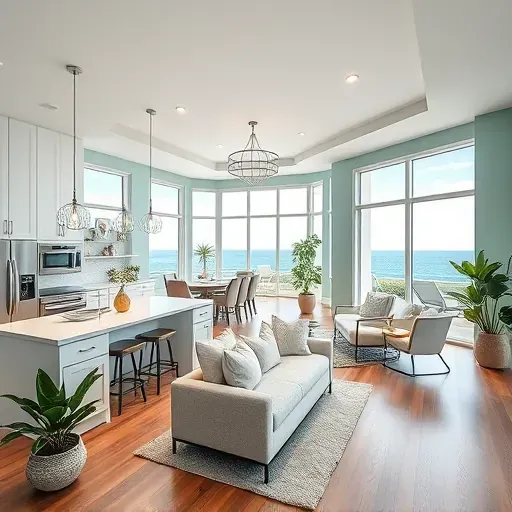 Elegant open-concept living space in Jupiter FL with modern design, large windows, and coastal charm throughout.