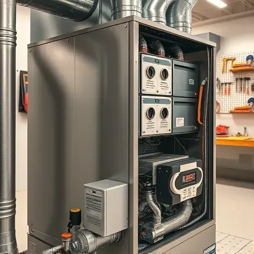 Clean furnace with detailed metal components in a professional workshop highlighting quality and maintenance trustworthiness